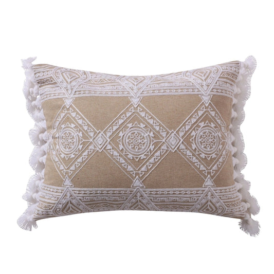 Harleson White Diamonds with Tassels Pillow