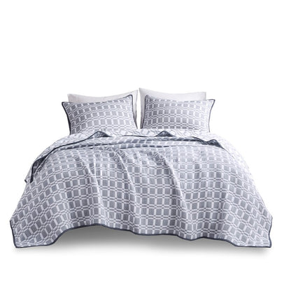 Madison Park Harlow 3 Piece Reversible Matelasse Coverlet Set - Grey