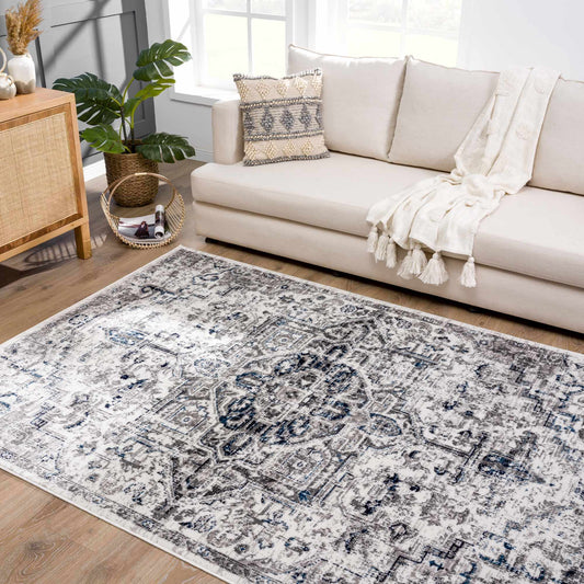 Hauteloom Buenaventura Cream & Navy Area Rug - Quahog Bay Bedding