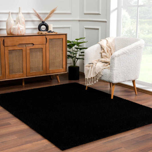 Heavenly Solid Black Plush Rug - Clearance - Quahog Bay Bedding