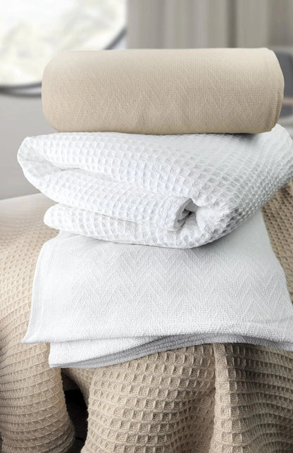 Cotton Herringbone & Honeycomb Weave All Season Blanket 2 PK - Rifz Textiles Inc