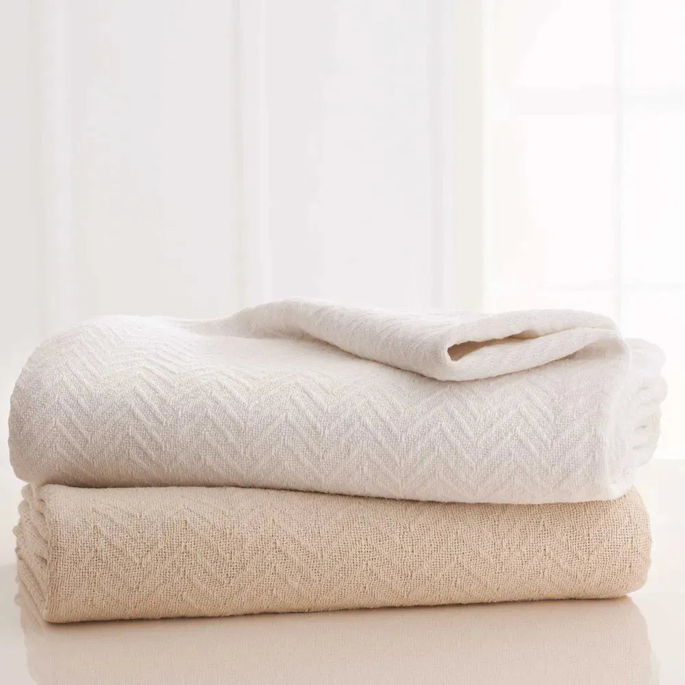Cotton Herringbone & Honeycomb Weave All Season Blanket 2 PK - Rifz Textiles Inc
