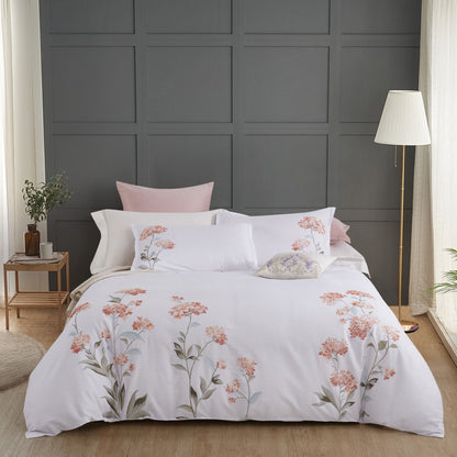 Hydrangea Floral 100% Cotton Embroidered Duvet Cover Set