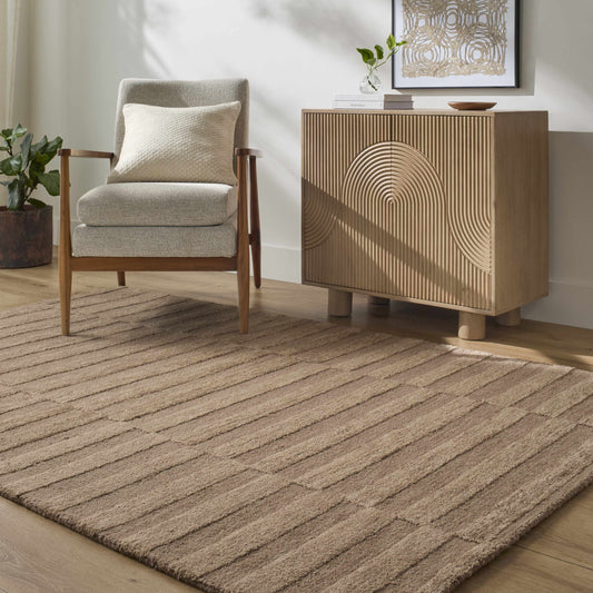 Idaho Broken-Striped Brown Area Rug | Our PNW Home X Livabliss - Quahog Bay Bedding