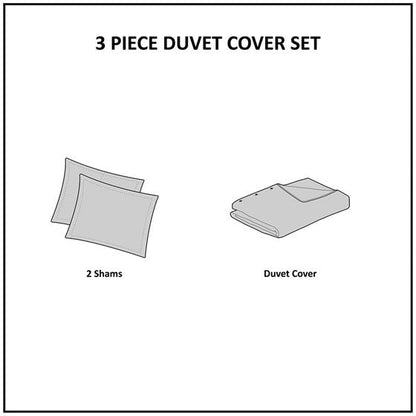 Imani Cotton Printed Duvet Cover Set with Chenille Navy & White Hues - Quahog Bay Bedding