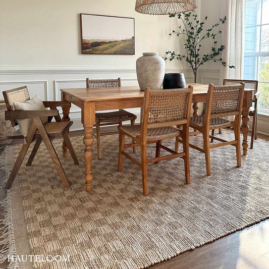 Ionut Checkered Jute Area Rug - Quahog Bay Bedding