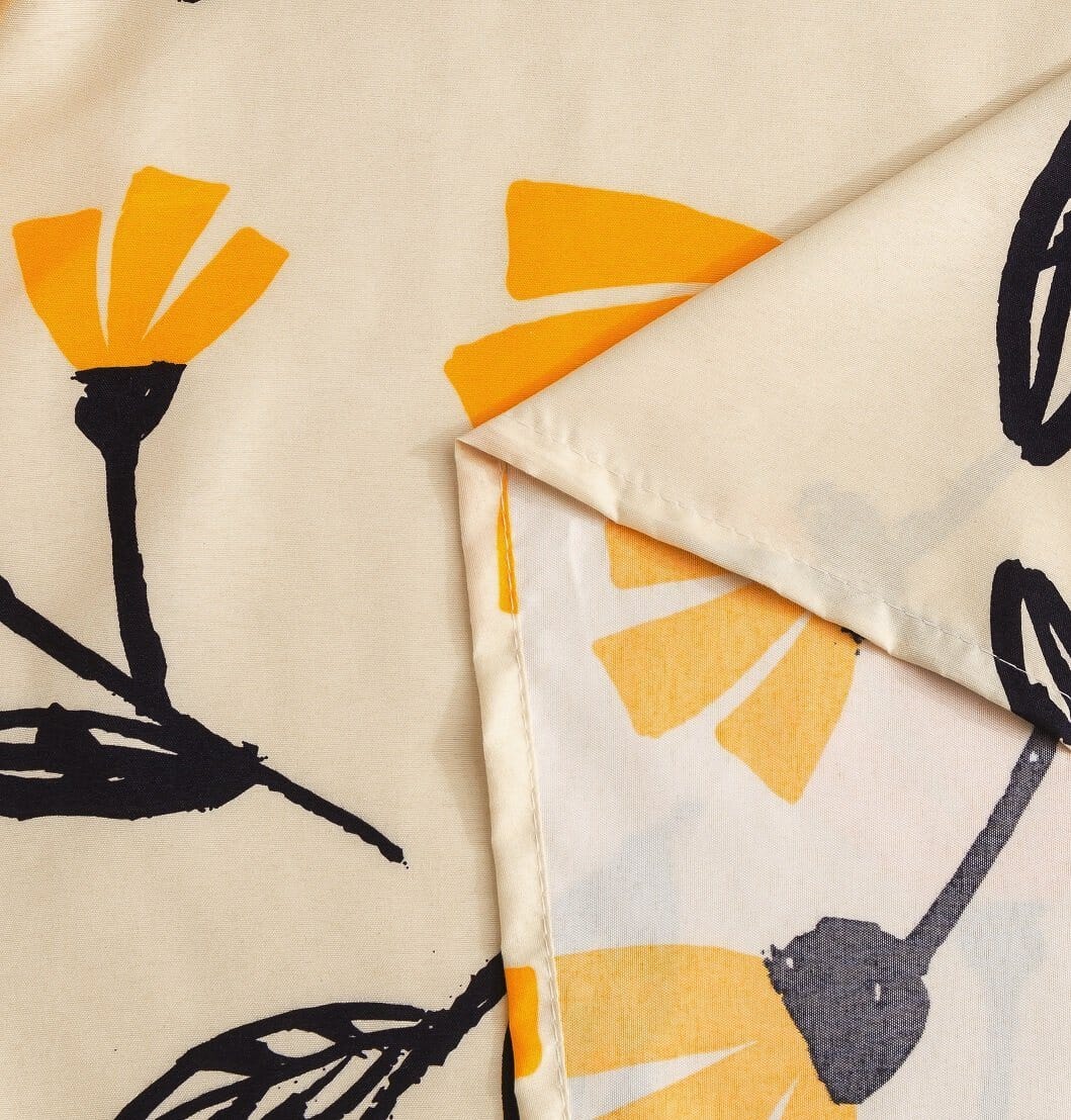 DaDa Bed in a Bag Bundle Set - Yellow Fleur Botanical Ivory Tan Floral Bedding Set (18112) - DaDa Bedding Collection