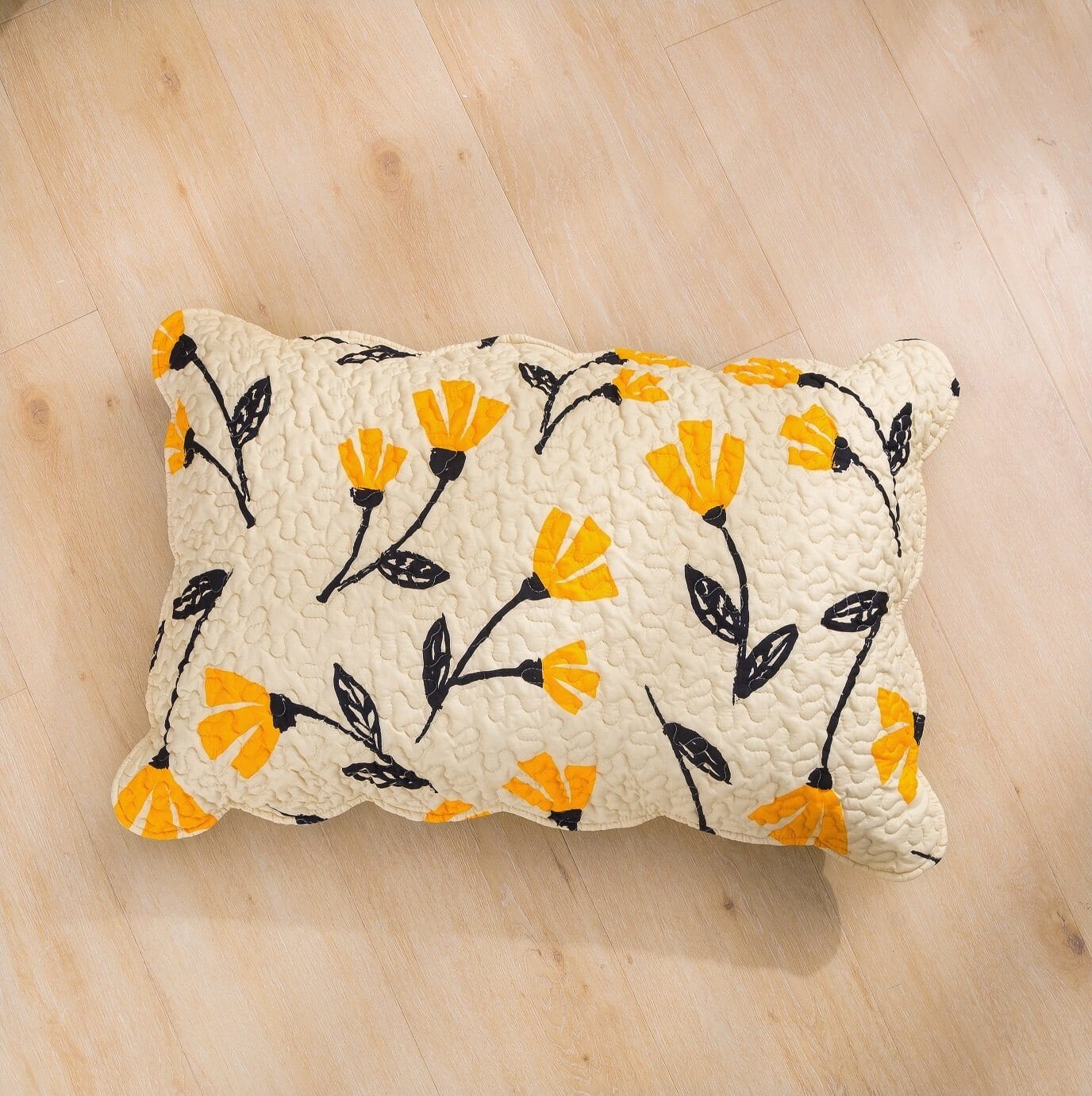 DaDa Bed in a Bag Bundle Set - Yellow Fleur Botanical Ivory Tan Floral Bedding Set (18112) - DaDa Bedding Collection