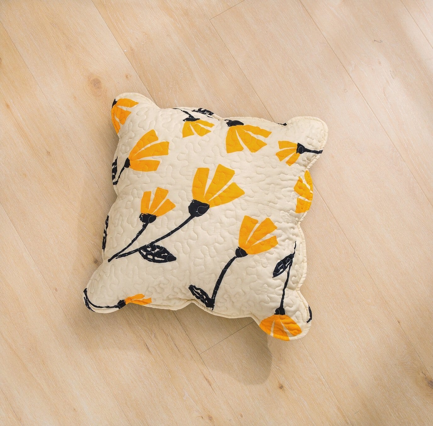 DaDa Bed in a Bag Bundle Set - Yellow Fleur Botanical Ivory Tan Floral Bedding Set (18112) - DaDa Bedding Collection