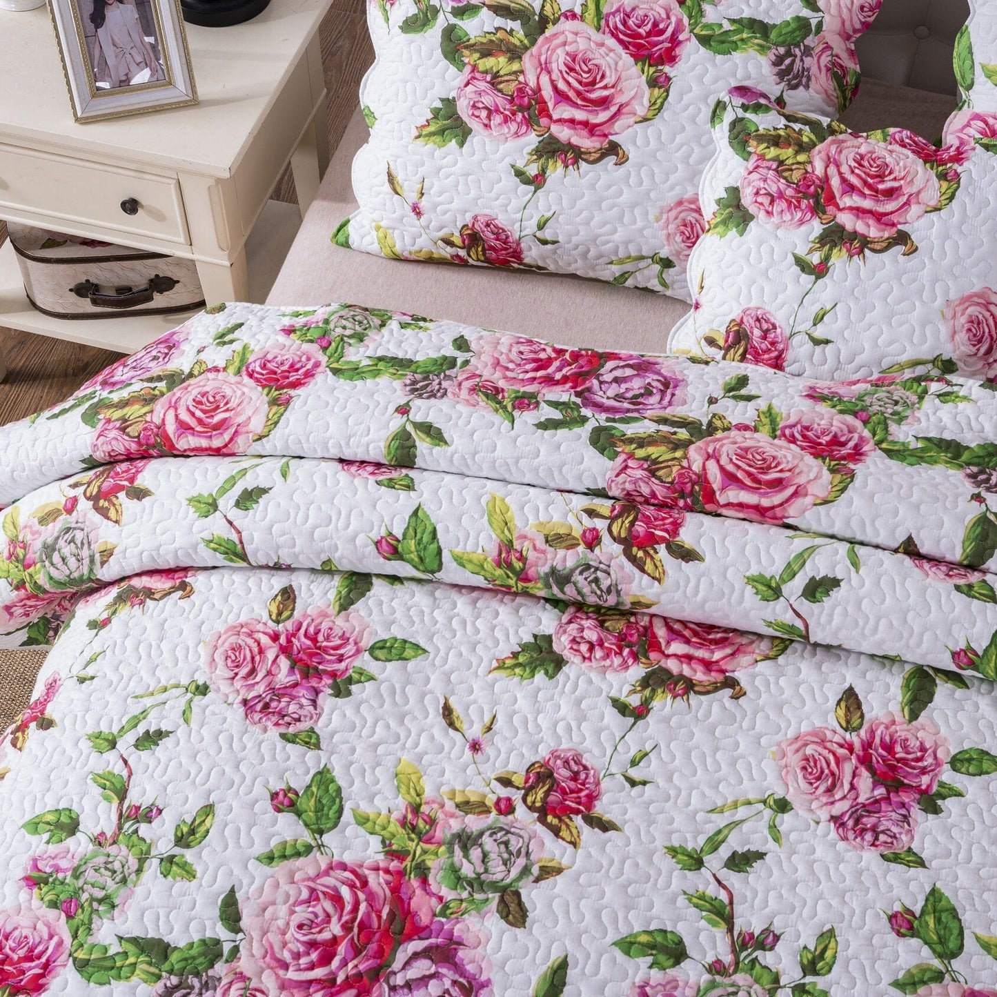 DaDa Bedding Bed in a Bag Bundle Set - Romantic Roses Lovely Blooming Floral Bedding Set (JHW-879) - DaDa Bedding Collection