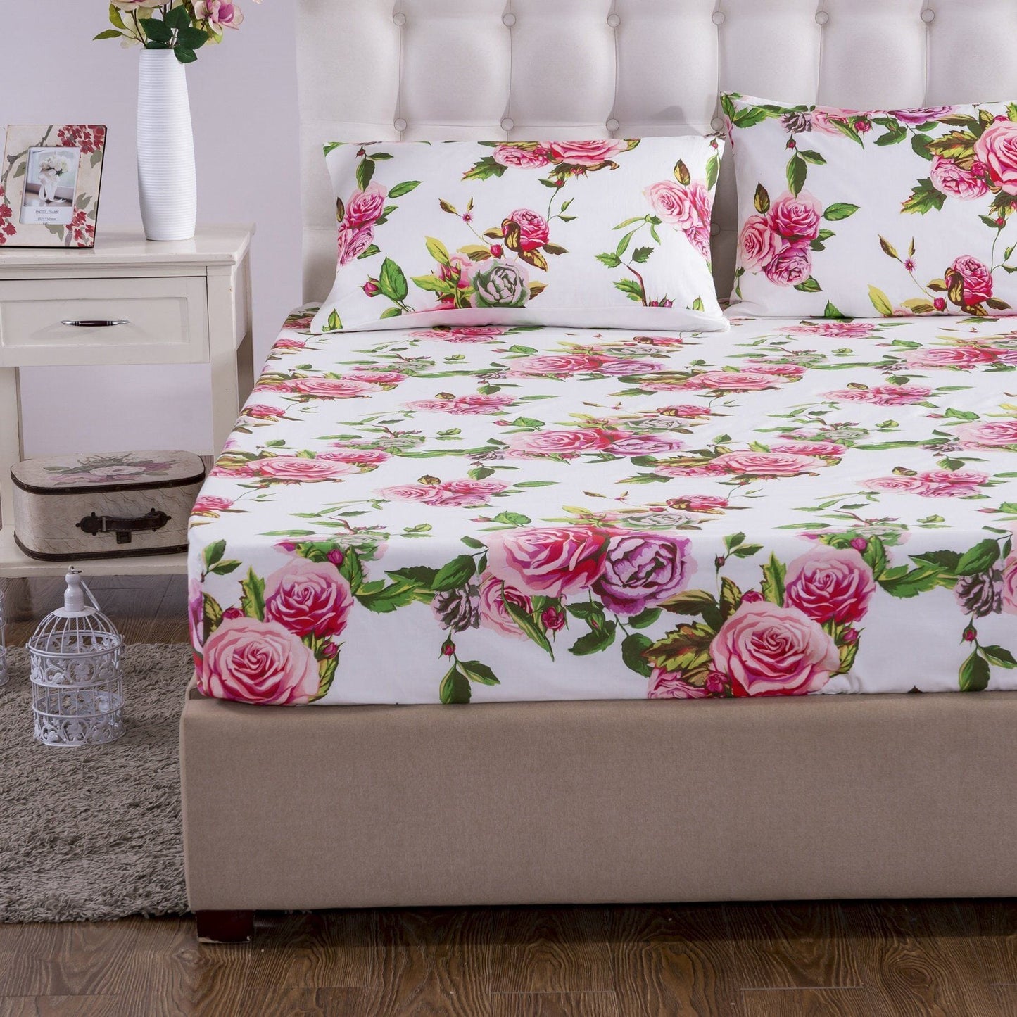 DaDa Bedding Bed in a Bag Bundle Set - Romantic Roses Lovely Blooming Floral Bedding Set (JHW-879) - DaDa Bedding Collection