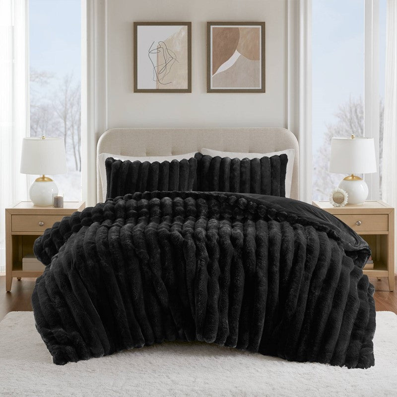 Jasmine 3-Piece Faux Fur Ribbed Comforter Set