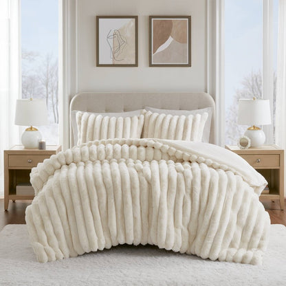 Jasmine 3-Piece Faux Fur Ribbed Comforter Set
