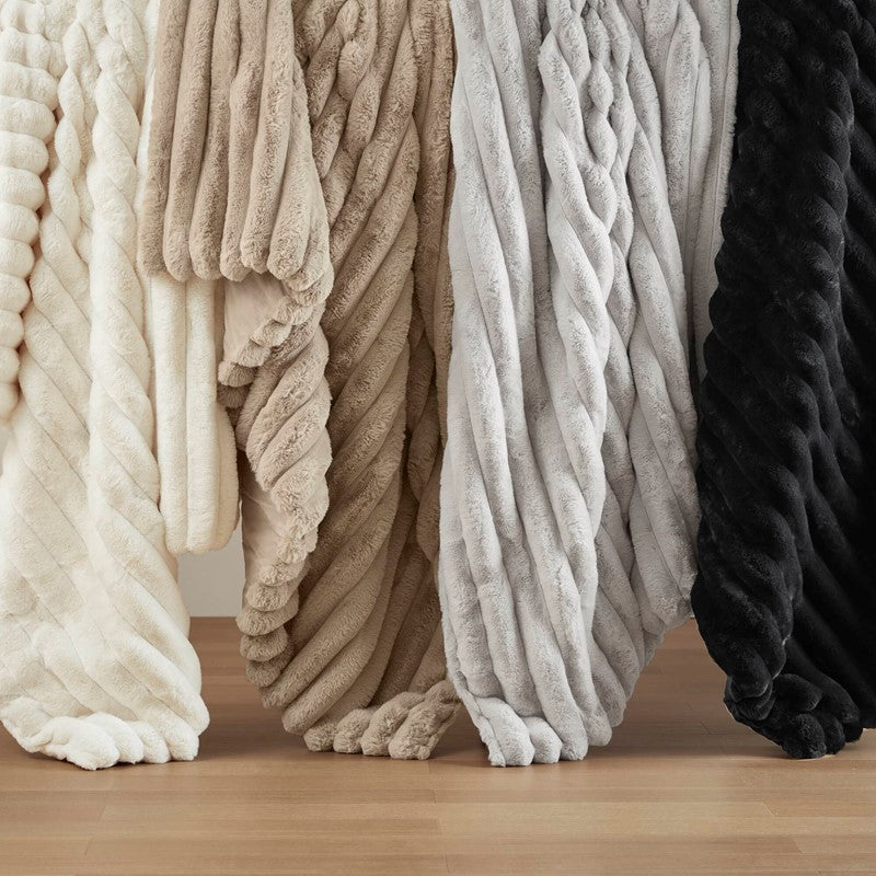 Jasmine 3-Piece Faux Fur Ribbed Comforter Set