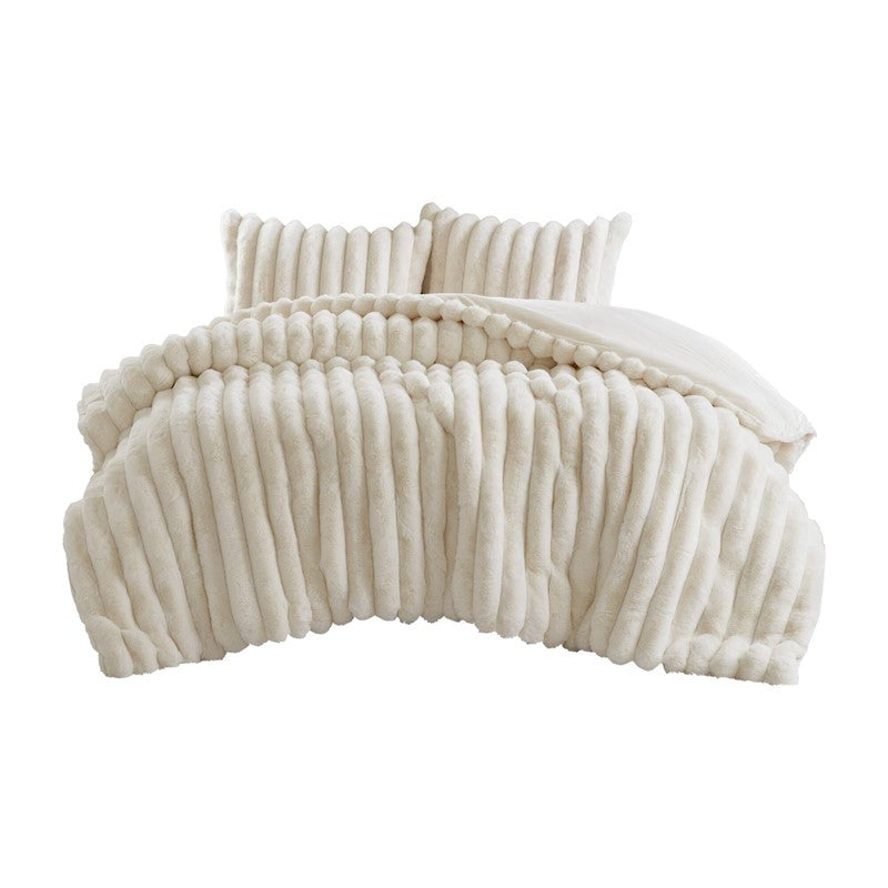 Jasmine 3-Piece Faux Fur Ribbed Comforter Set