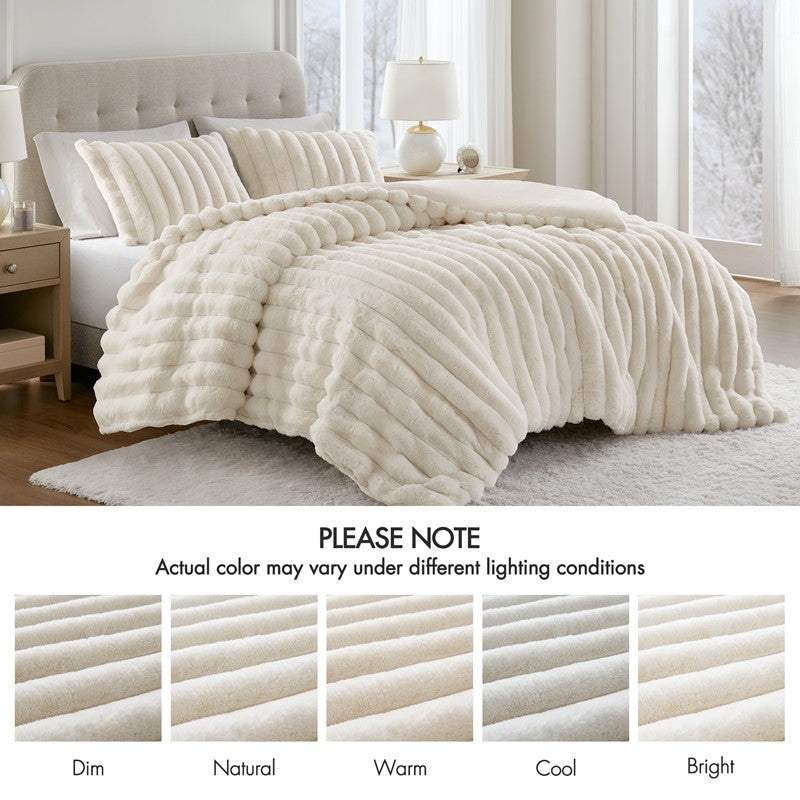 Jasmine 3-Piece Faux Fur Ribbed Comforter Set