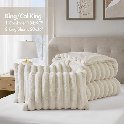 Jasmine 3-Piece Faux Fur Ribbed Comforter Set
