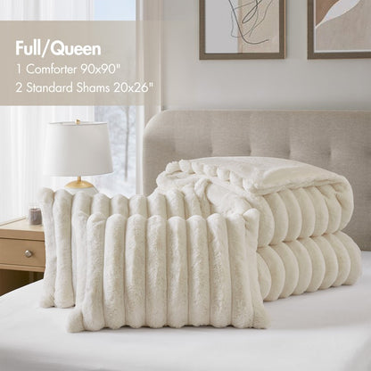 Jasmine 3-Piece Faux Fur Ribbed Comforter Set