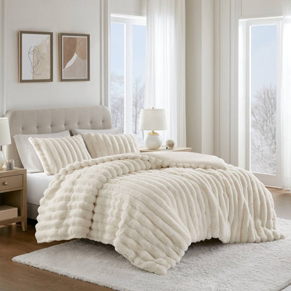 Jasmine 3-Piece Faux Fur Ribbed Comforter Set