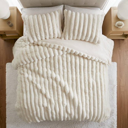 Jasmine 3-Piece Faux Fur Ribbed Comforter Set