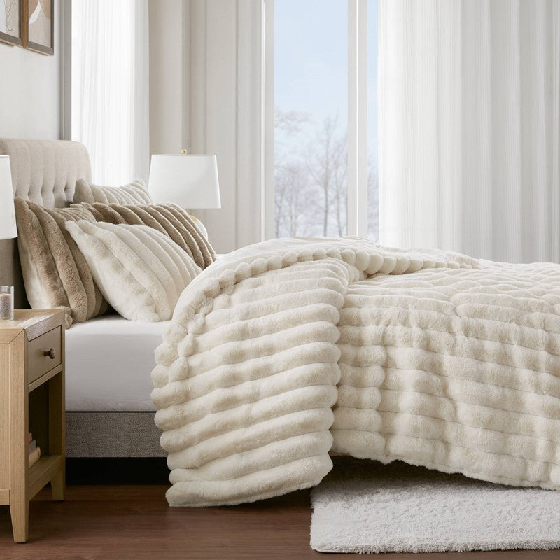 Jasmine 3-Piece Faux Fur Ribbed Comforter Set