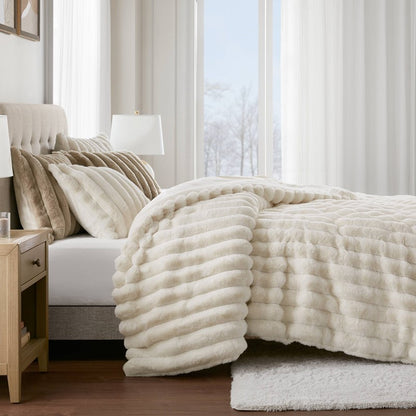 Jasmine 3-Piece Faux Fur Ribbed Comforter Set