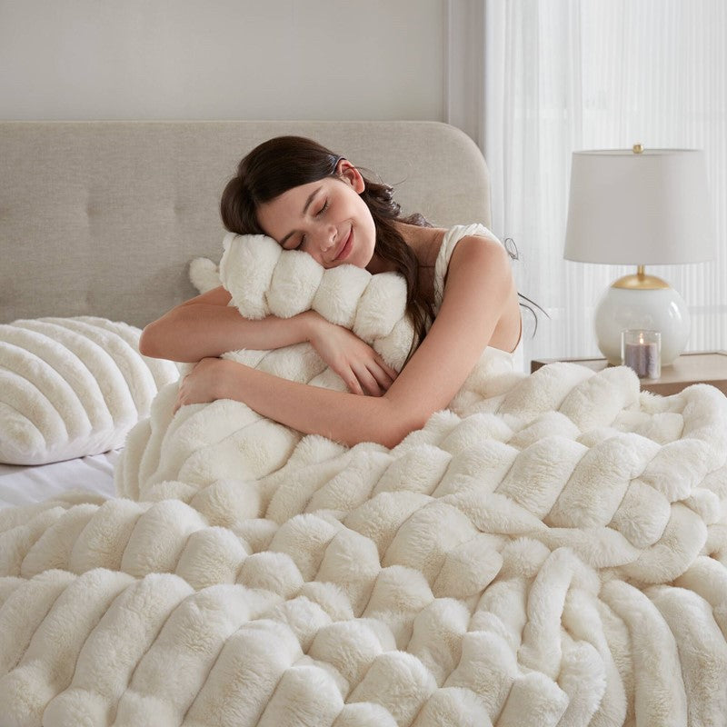 Jasmine 3-Piece Faux Fur Ribbed Comforter Set
