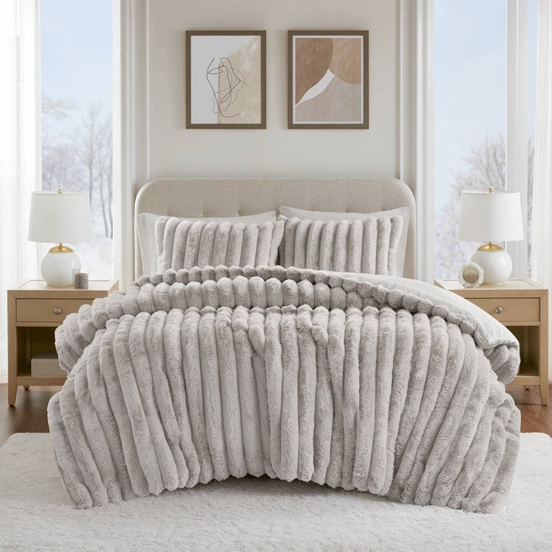 Jasmine 3-Piece Faux Fur Ribbed Comforter Set