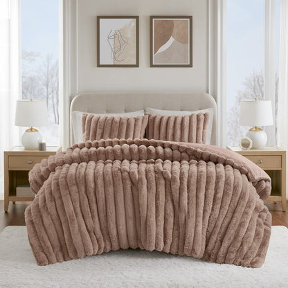 Jasmine 3-Piece Faux Fur Ribbed Comforter Set