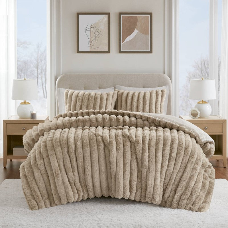Jasmine 3-Piece Faux Fur Ribbed Comforter Set