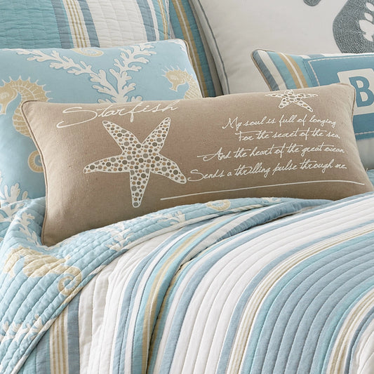 Kailua Starfish Script Pillow - Coastal Accent Pillows - Quahog Bay Bedding