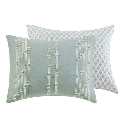 Kara Cotton Jacquard Aqua Coastal 3PC Duvet Cover Set - Quahog Bay Bedding