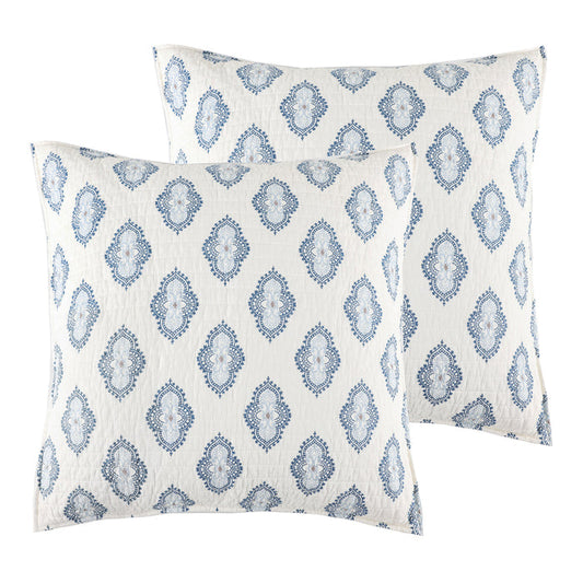 Kasey Euro Sham Set of 2 - Coastal Euro Shams - Blue