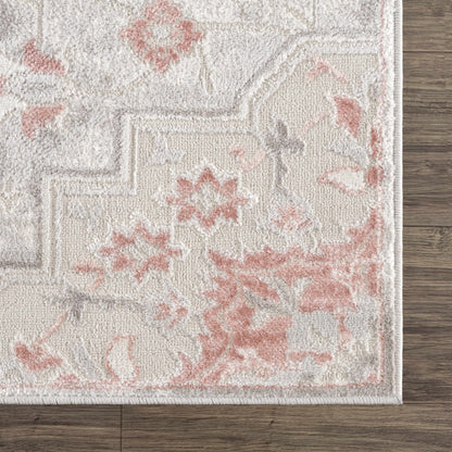Calum Pink Floral Thick Area Rug - Clearance