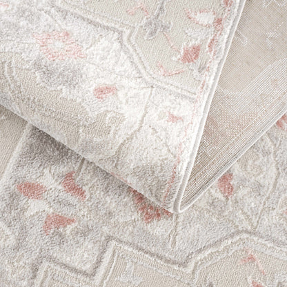 Calum Pink Floral Thick Area Rug - Clearance