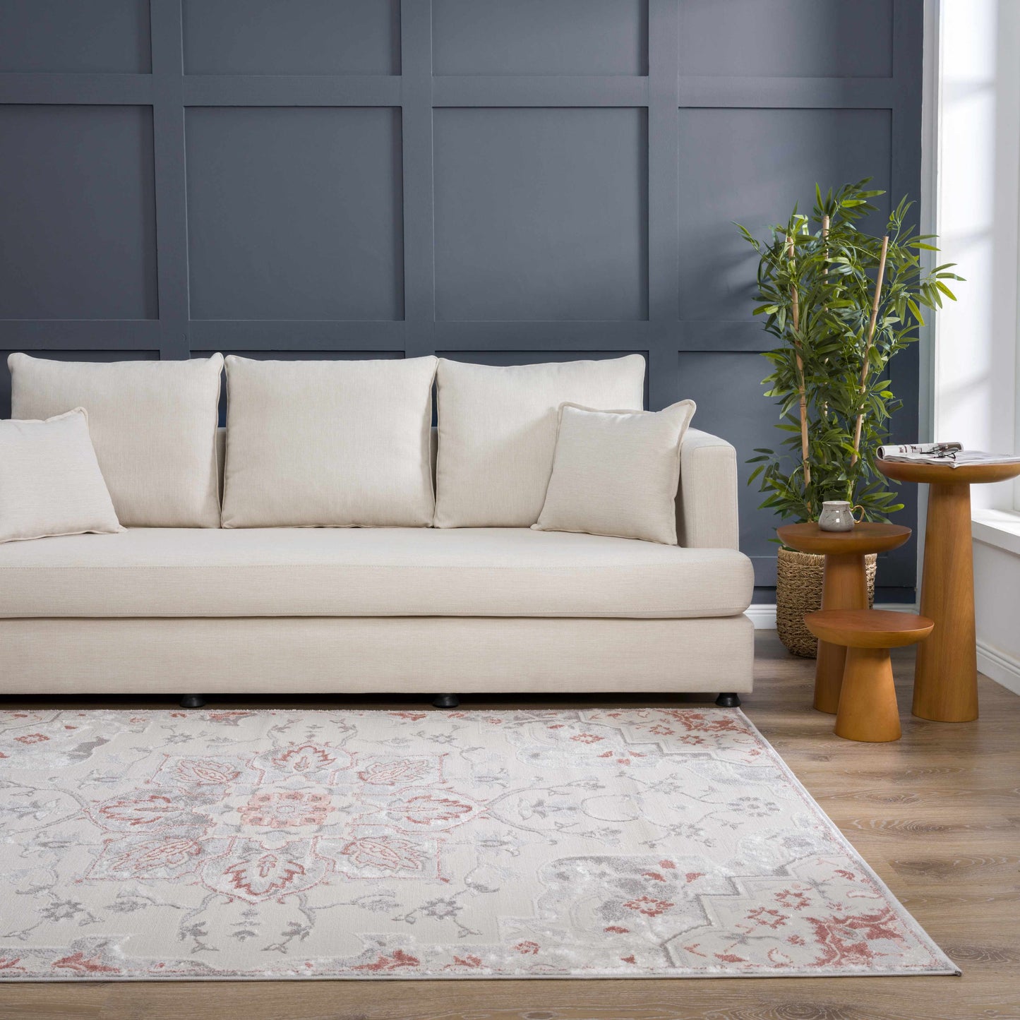 Calum Pink Floral Thick Area Rug - Clearance