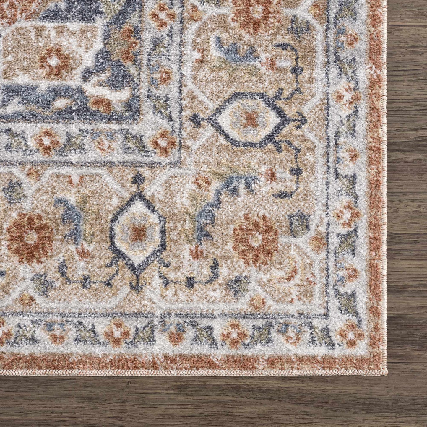 Gael Rust Flat Pile Washable Rug