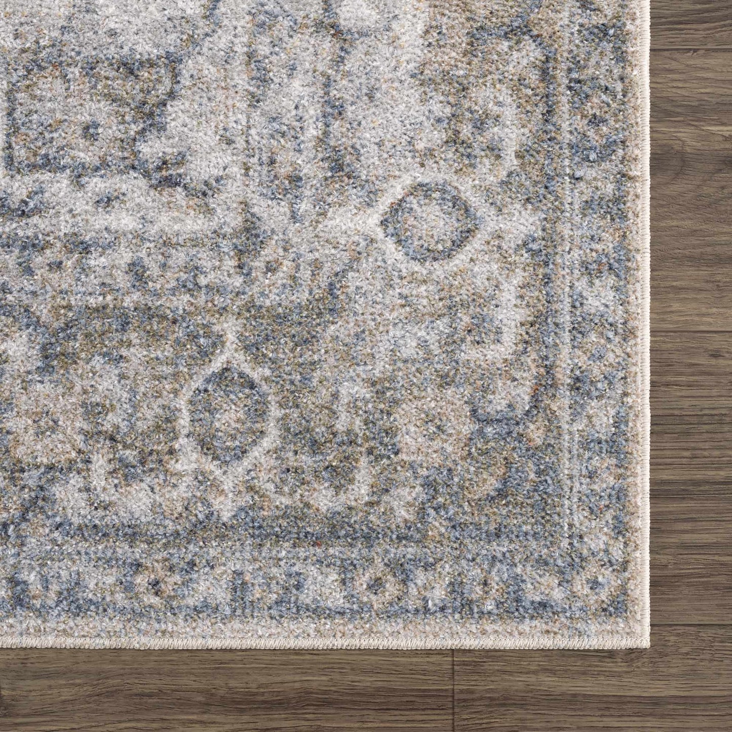 Gael Blue Flat Pile Washable Rug