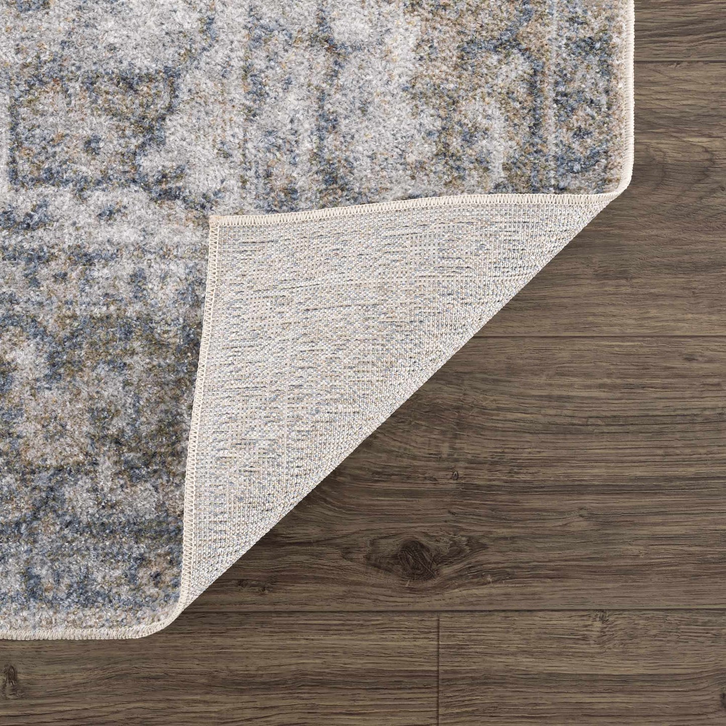 Gael Blue Flat Pile Washable Rug