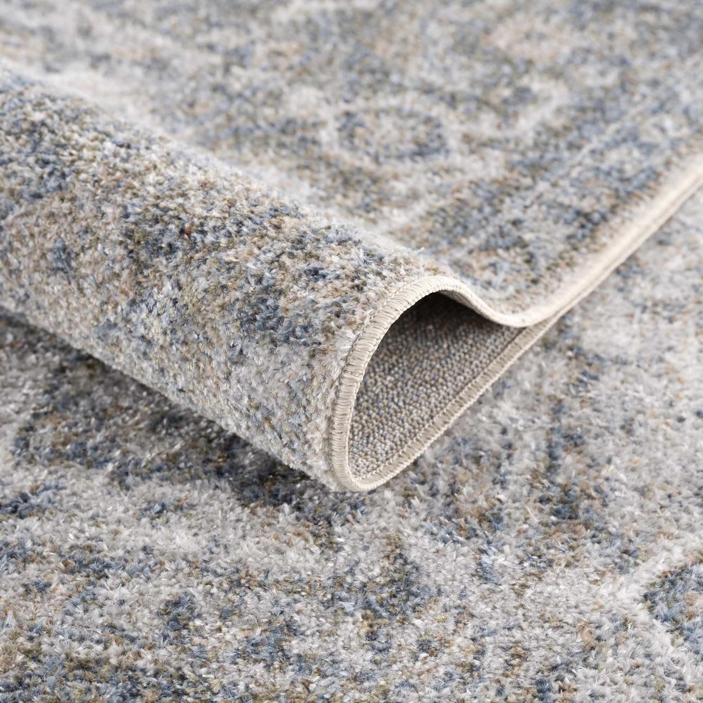 Gael Blue Flat Pile Washable Rug