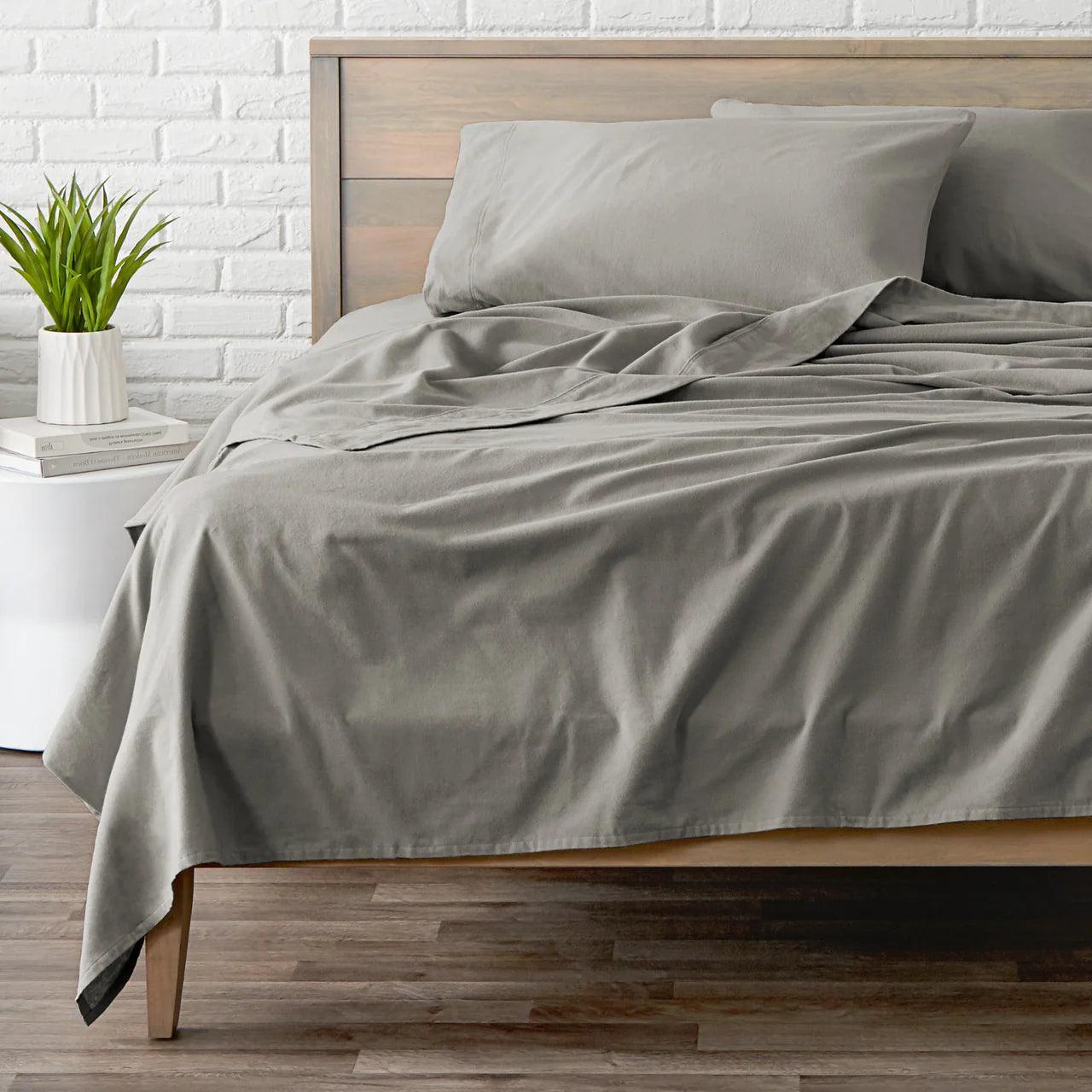 Split Flex Top King Sheets No Tear Flannel 100% Cotton The Best Adjustable Bed Sheets CinchFit USA Sheets - QuahogBay