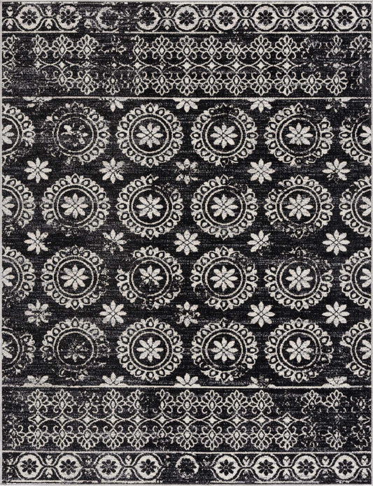 Kahraman Black & White Washable Rug