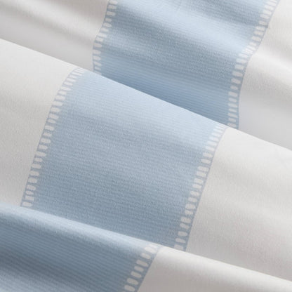 Lara Blue Cabana Stripe Reversible Comforter Set | Toile Floral Reverse
