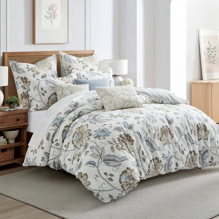 LevTex Maileen Duvet Cover Set - Neutral Blue