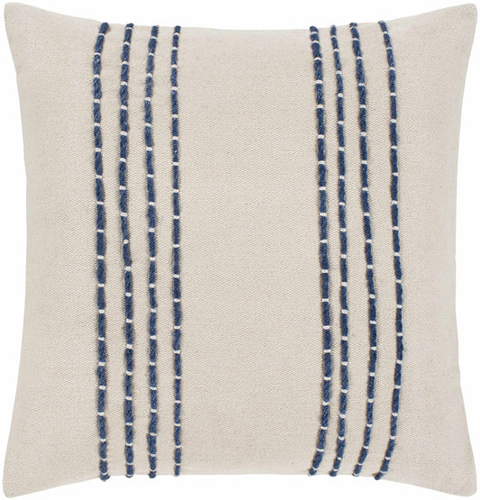 Listie Beige Navy Striped Accent Pillow - Quahog Bay Bedding