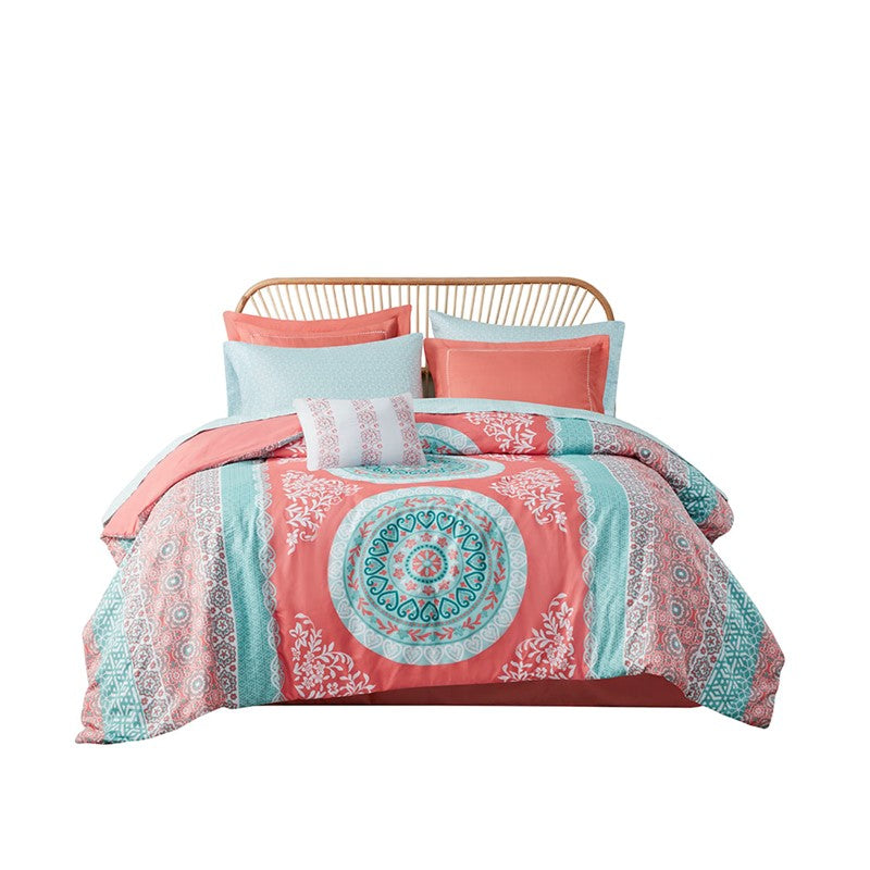 Loretta Coral Boho Comforter Set with Sheets