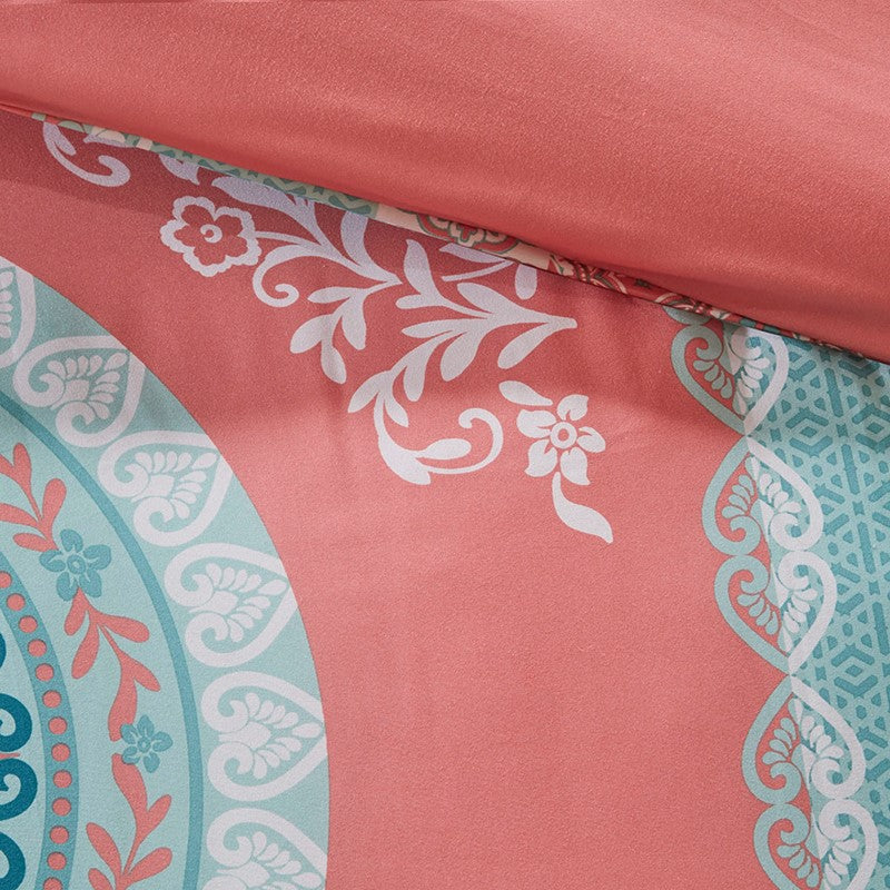 Loretta Coral Boho Comforter Set with Sheets