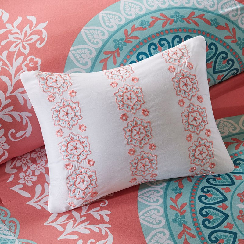 Loretta Coral Boho Comforter Set with Sheets