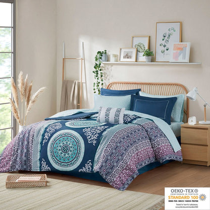 Loretta Navy Boho Comforter Set with Sheets