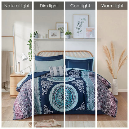 Loretta Navy Boho Comforter Set with Sheets